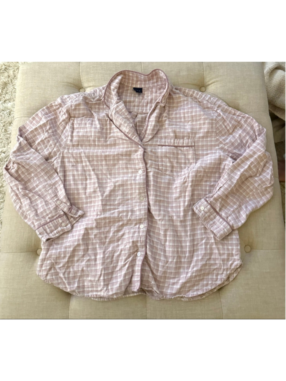 Women's GAP Pink & White Plaid Pajama Set L